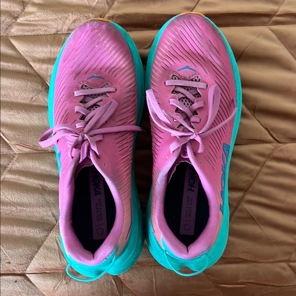 Hoka Rincon 3 Women's Pink and Teal Running Shoes